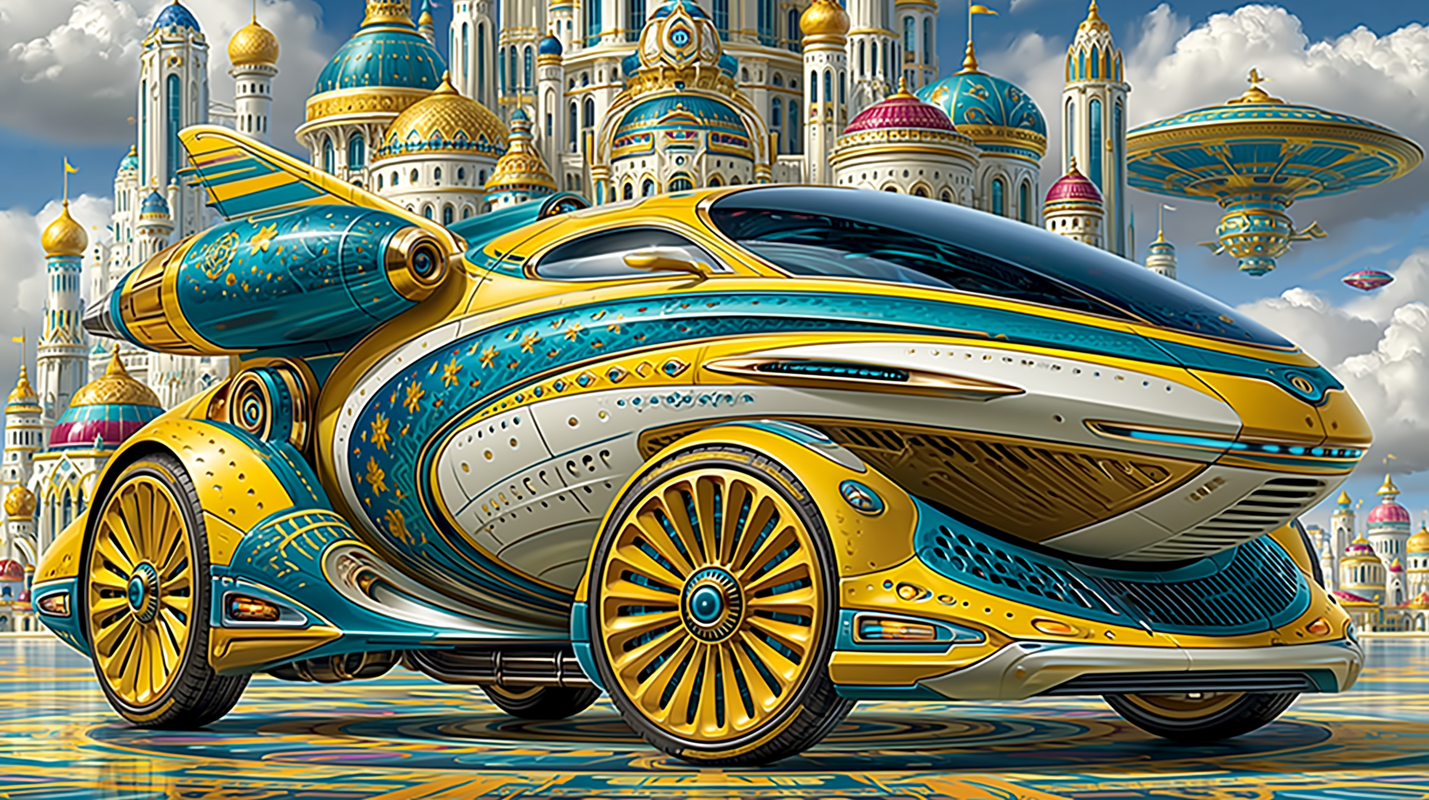 Canopy Discovery Center — teal and gold city with ornamental domes