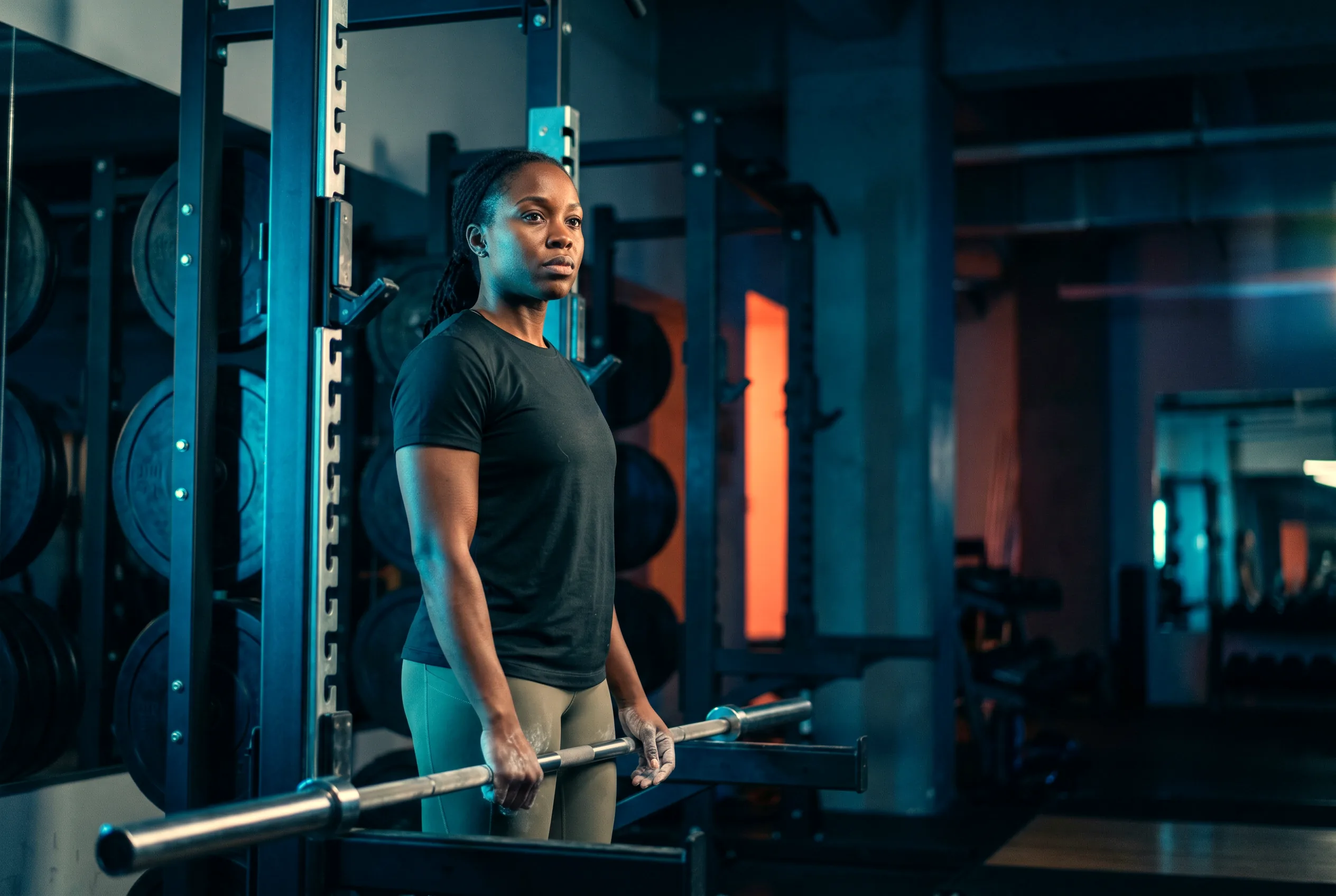 Coach Tasha Brown at the barbell between strength sets